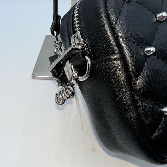 Rebecca Minkoff Diamond Quilt Top Zip Studded Vegan Leather Crossbody Bag - Picture 4 of 9